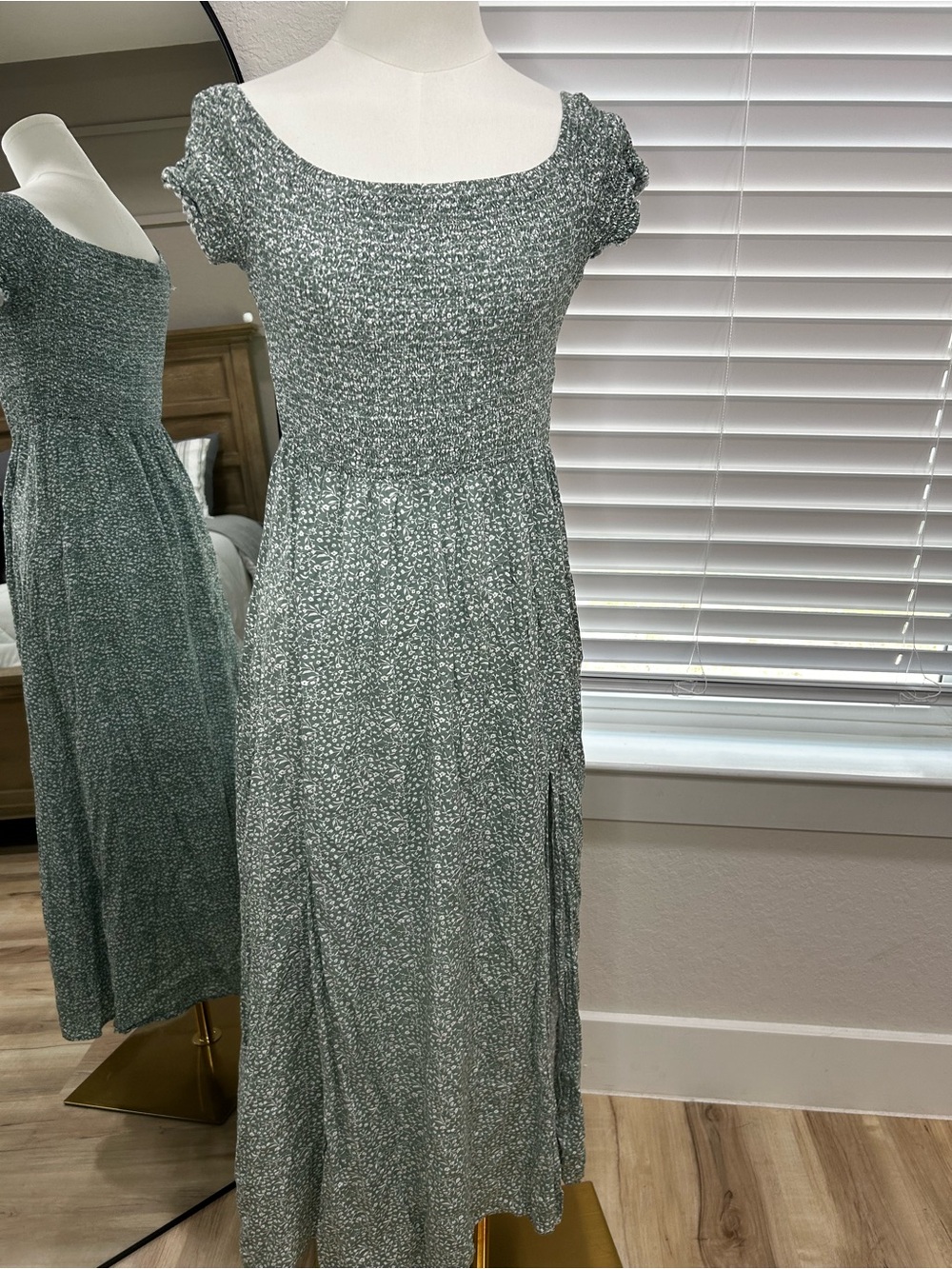 Sage Green Floral Maxi Dress